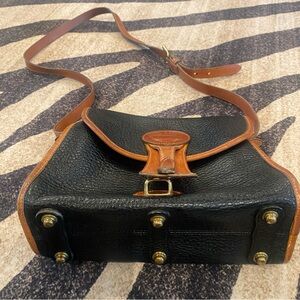 Bag, Vintage Black and Brown Leather Crossbody